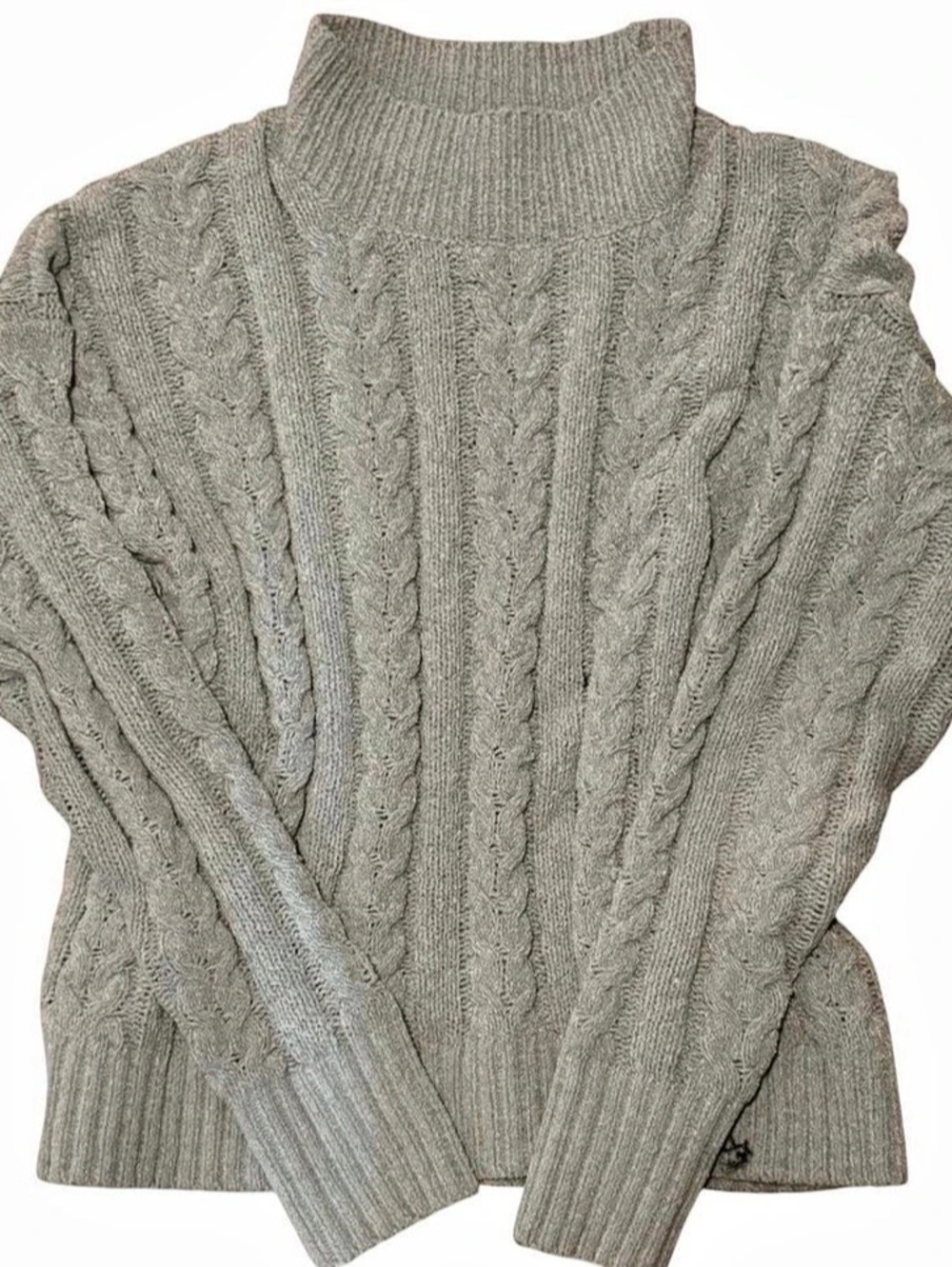 Hippie Rose Cable Knit Turtleneck in Gray Green Sage Size Small